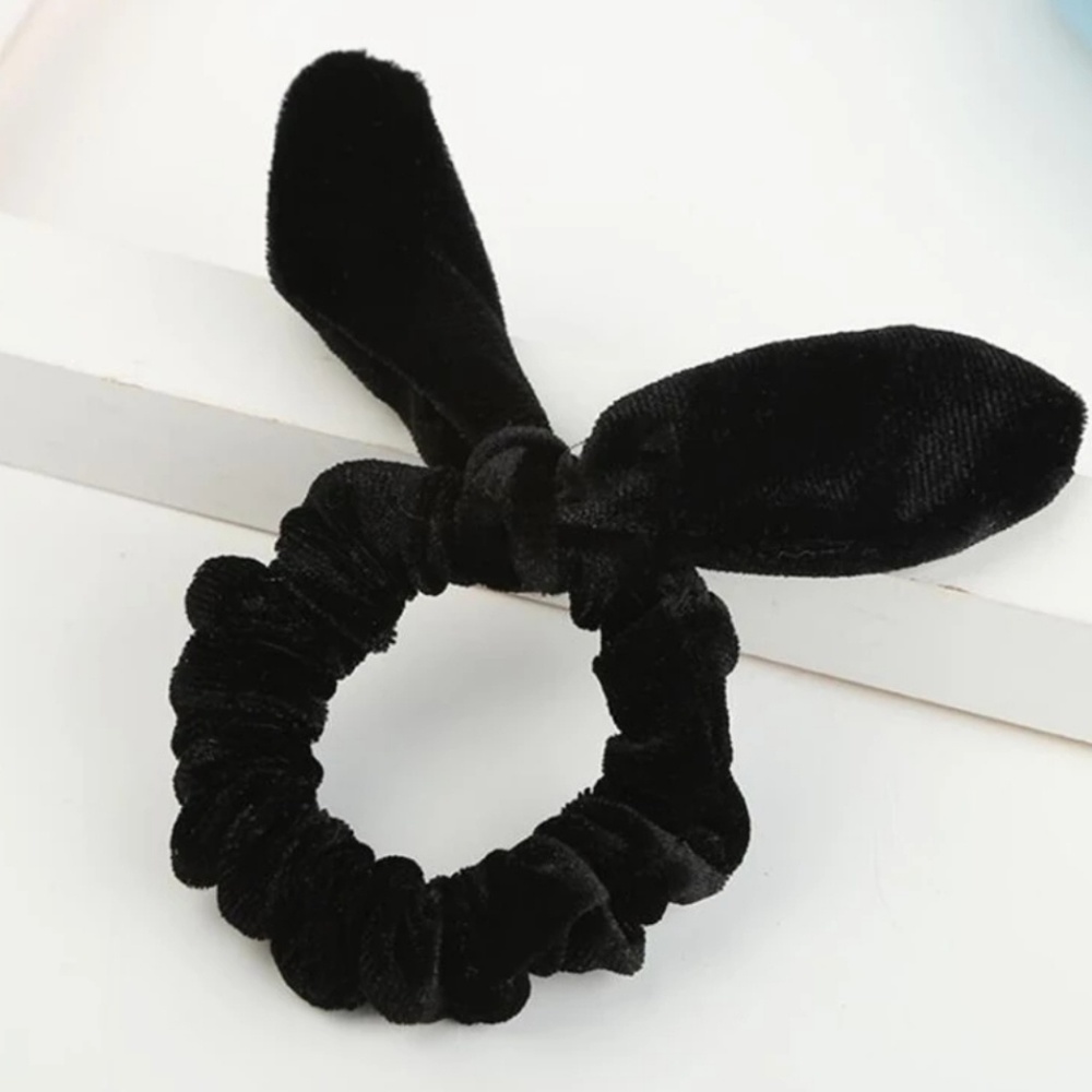 Set of 3 Velvet Scrunchies w/ Removable Bow Ears - Picture 4 of 5